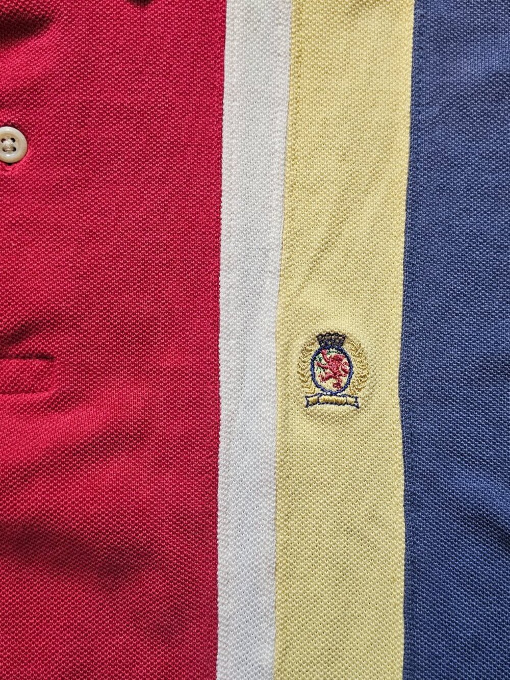 Vintage 90s Tommy Hilfiger Men´s Medium Colorblock Polo Shirt Crest Logo - Picture 3 of 7